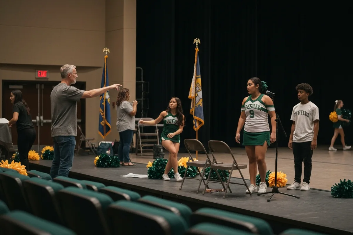 Cheerleading - Rehearsal 2 at Aerie Peak High School.