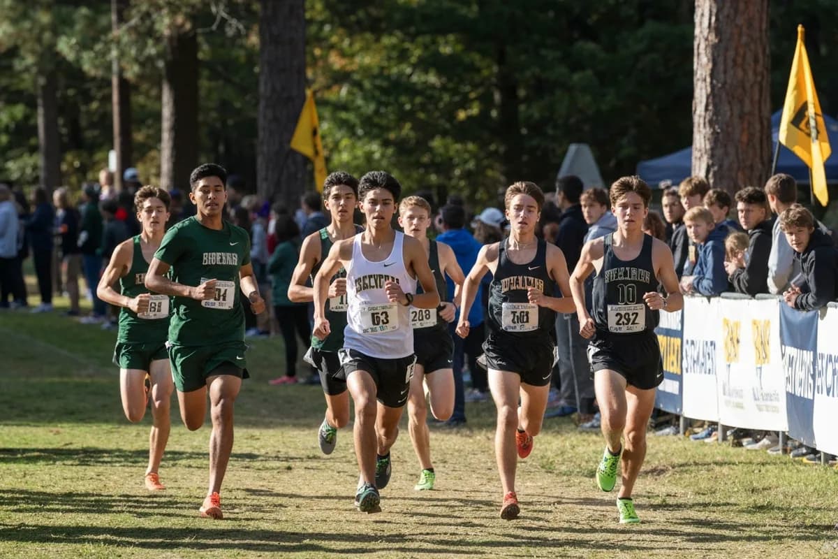 Varsity Boys Cross Country vs Frontier High School at Peregrine Field.