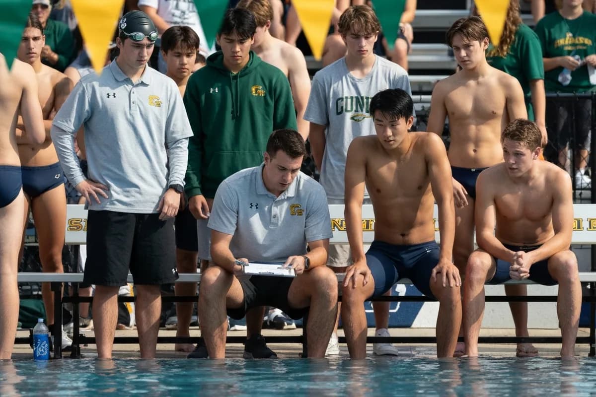 Varsity Boys Swimming vs Pinewood High School at Peregrine Field.