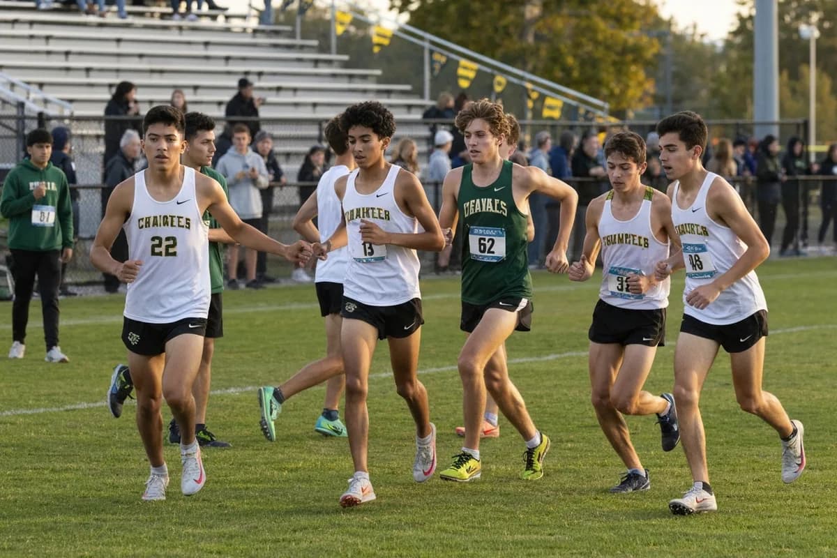 Varsity Boys Cross Country vs Cedar Ridge Academy at Peregrine Field.